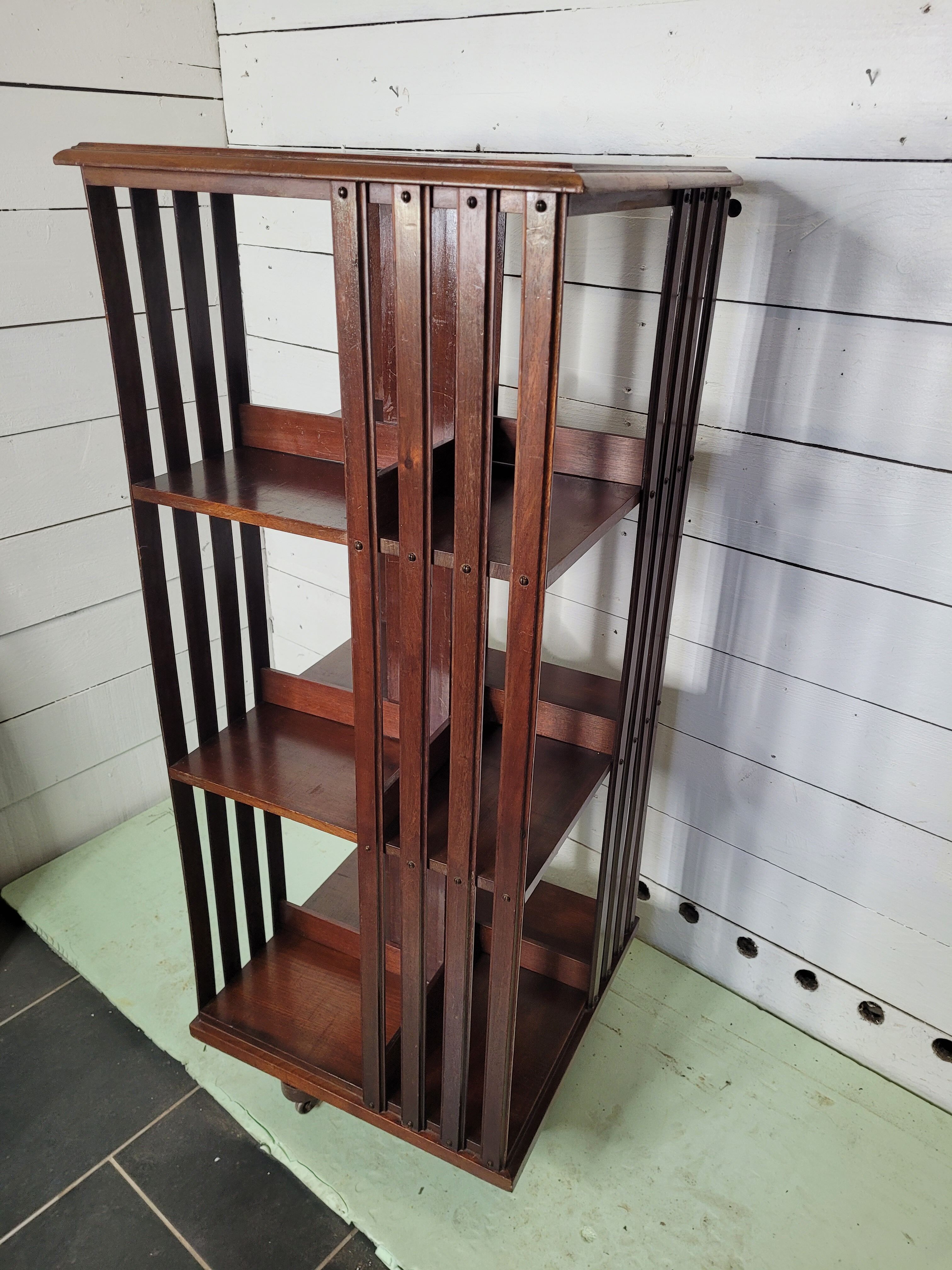 Mahogany revolving bookcase