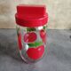 Henkel preservation jar, glass, apple or cherry decoration, in very good condition