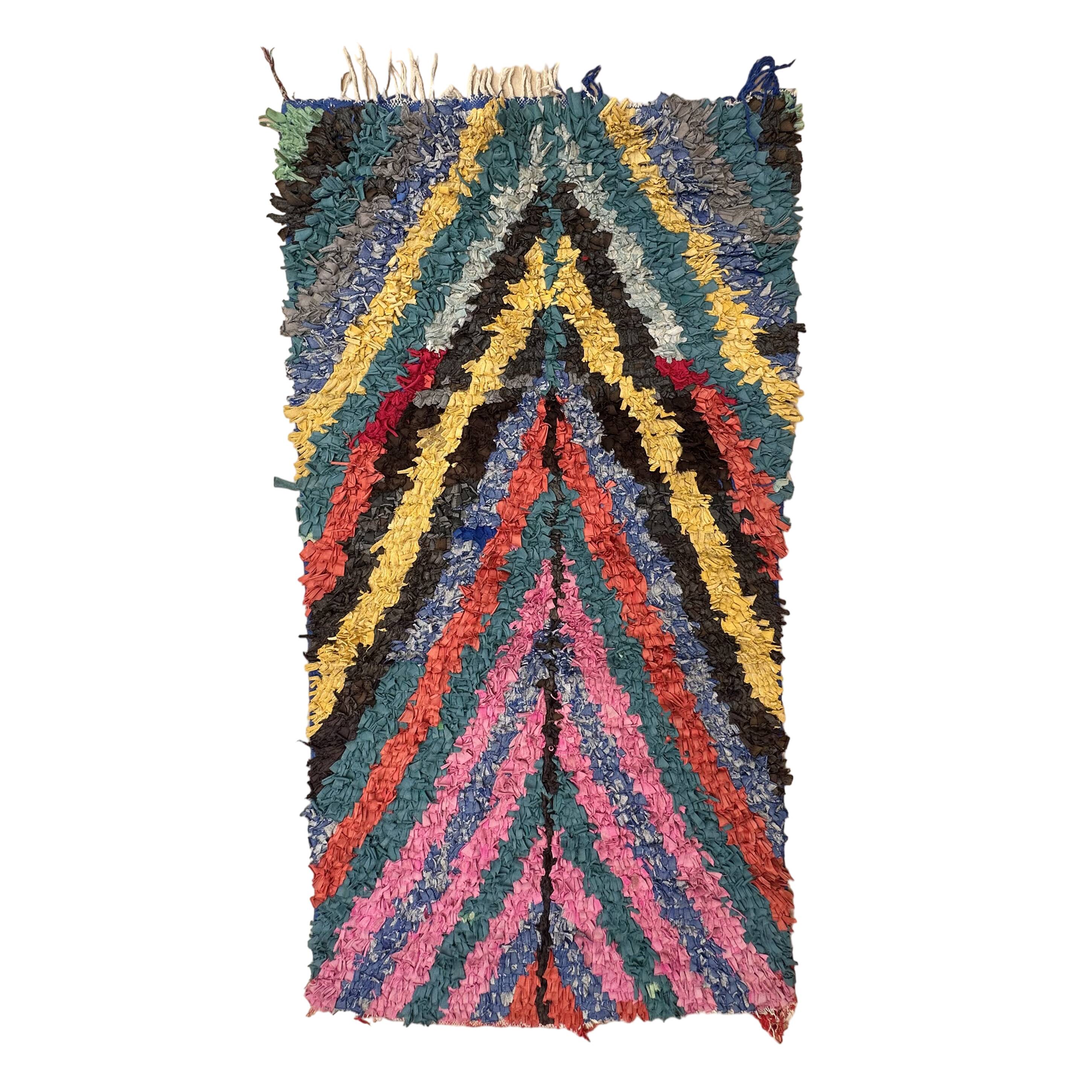 Colorful Boucherouite Berber rug - 104 x 202 cm