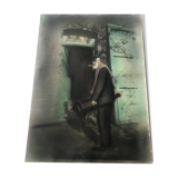 Old photo enhanced with pastels portrait of an elderly man