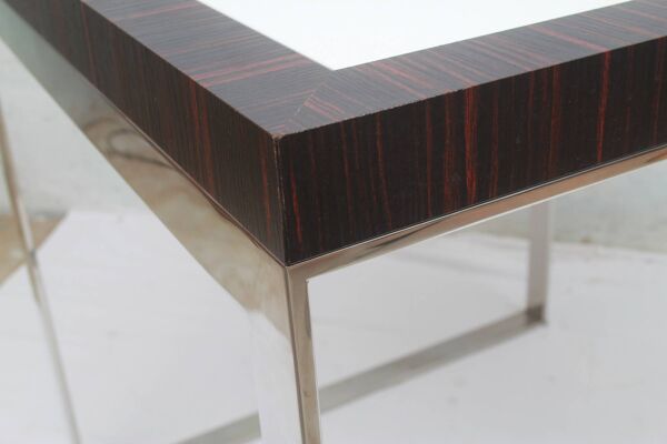 Table Cube en Bois de Rose Chromé 81 cm