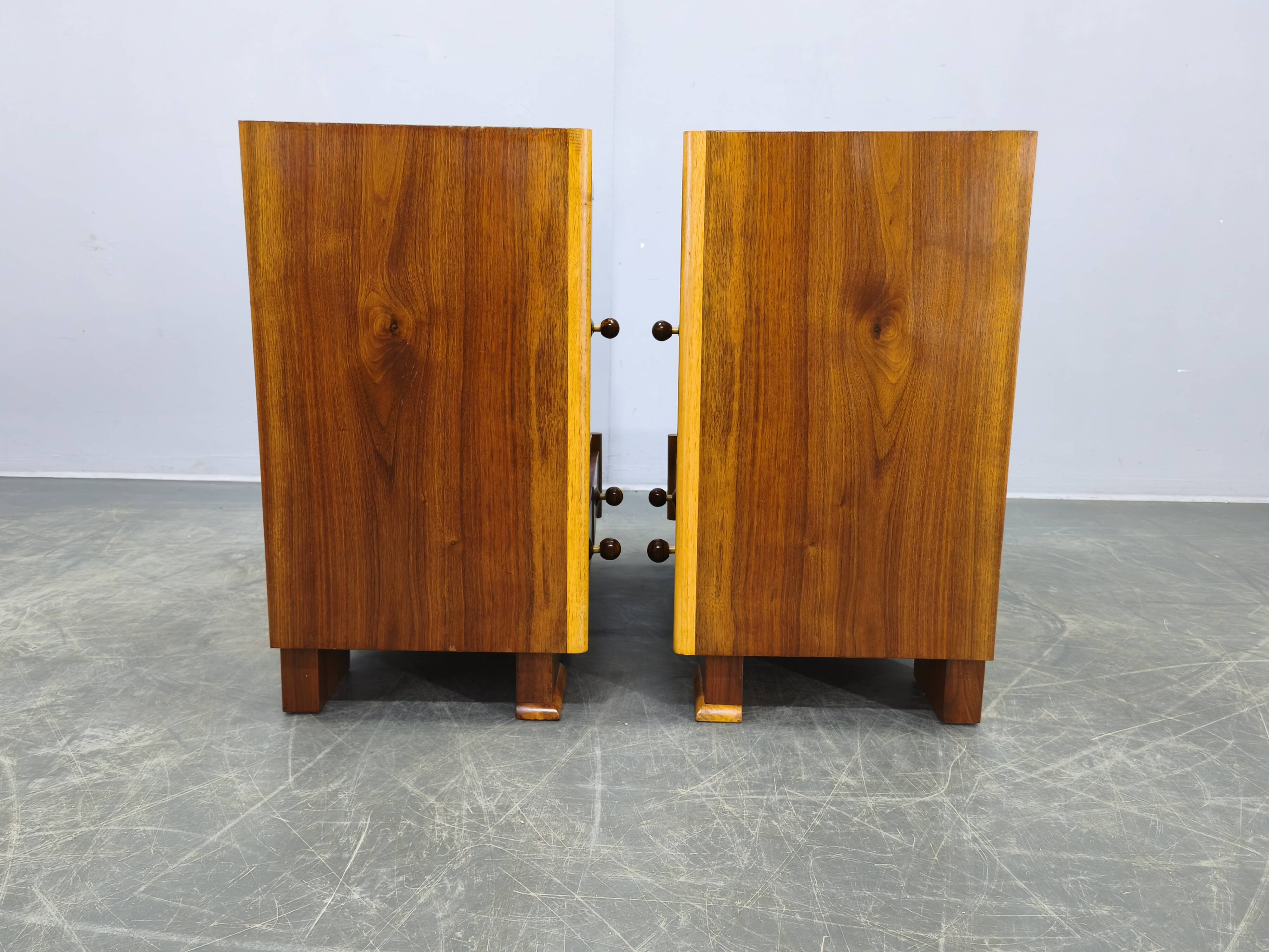 Pair of Italian Mid-Century Walnut Nightstands, 1950s