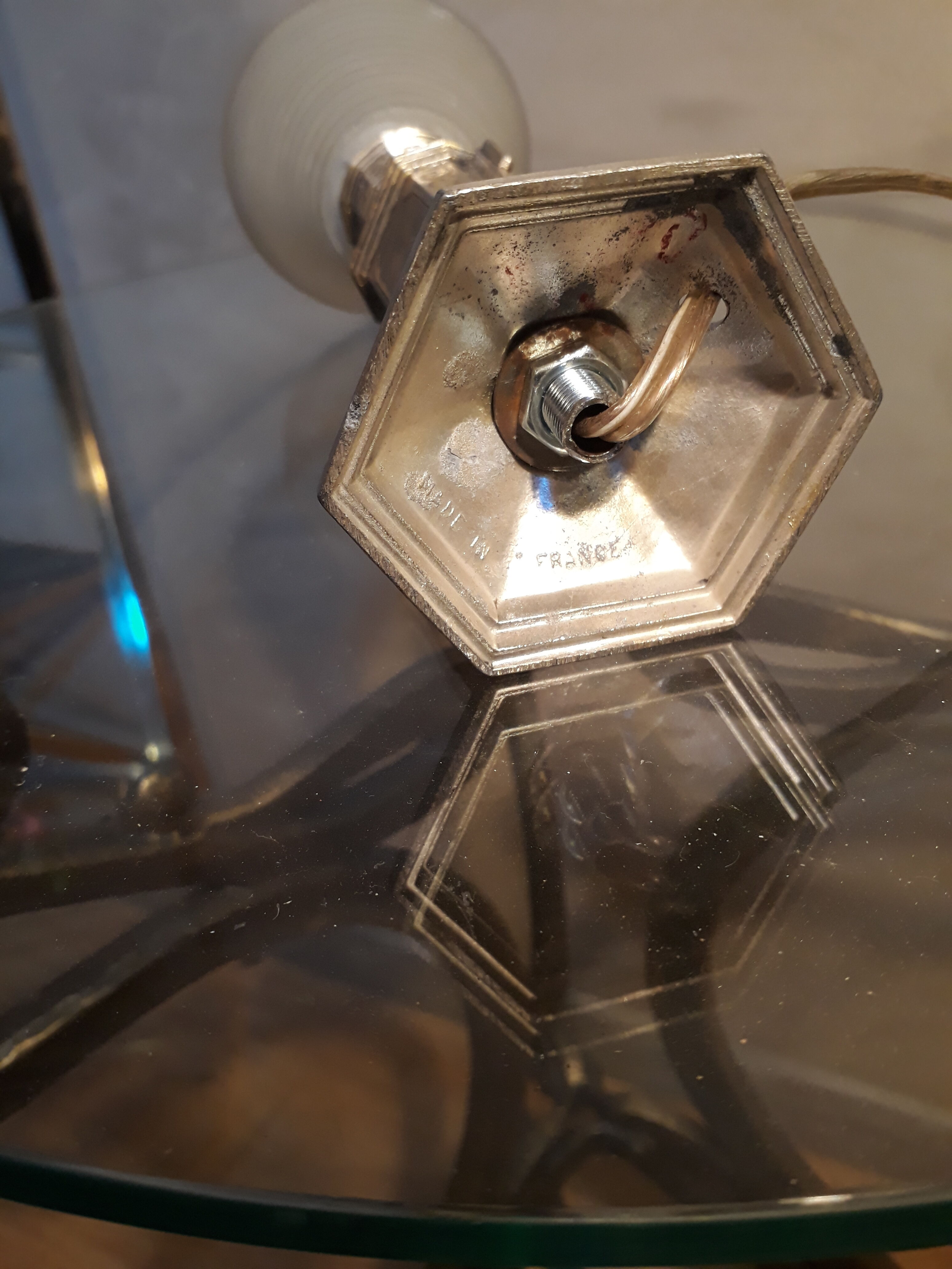 small art deco bedside lamp in gold patinated regule with its original 26x10 cord
