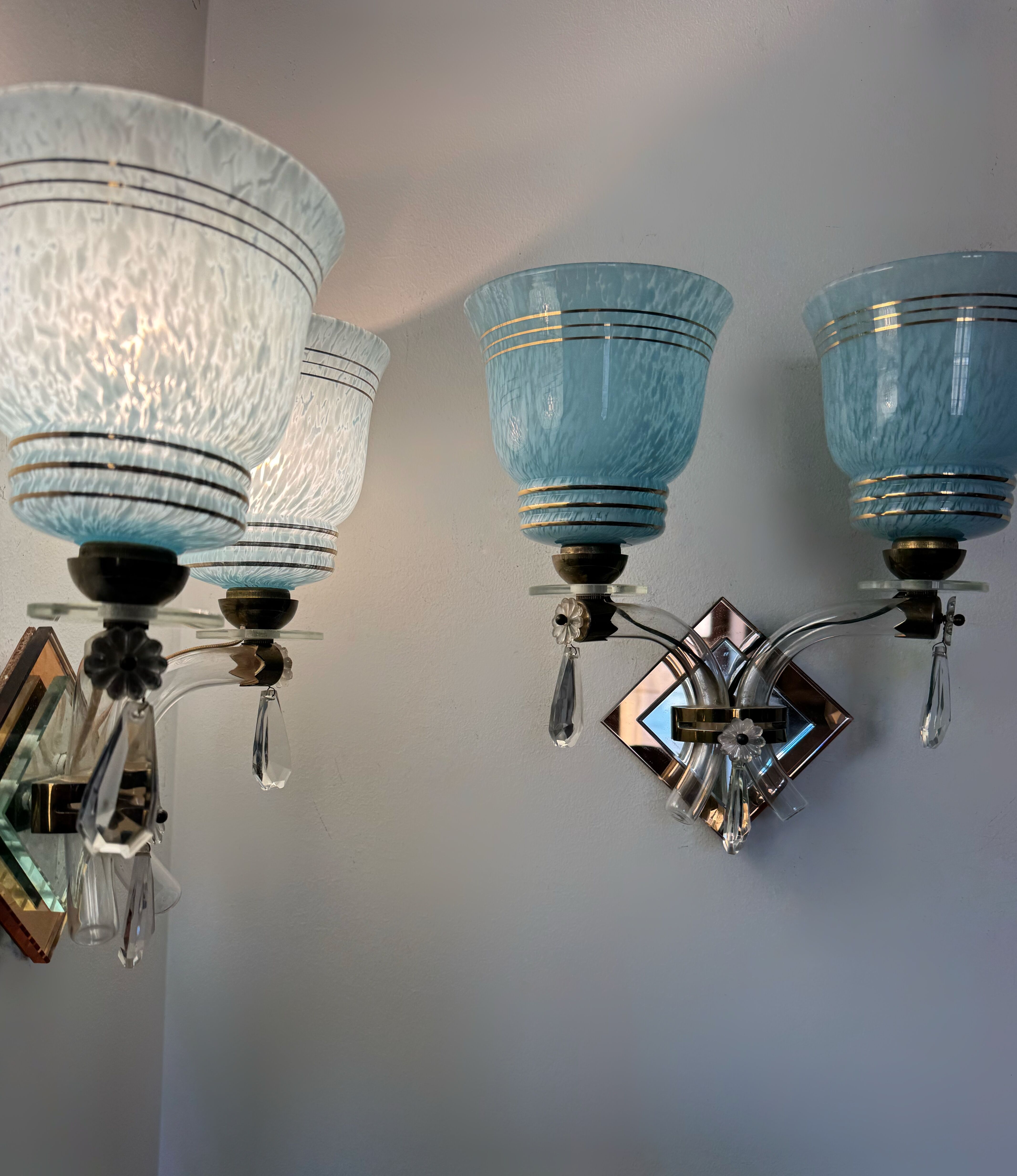 Art Deco mirror glass wall lights