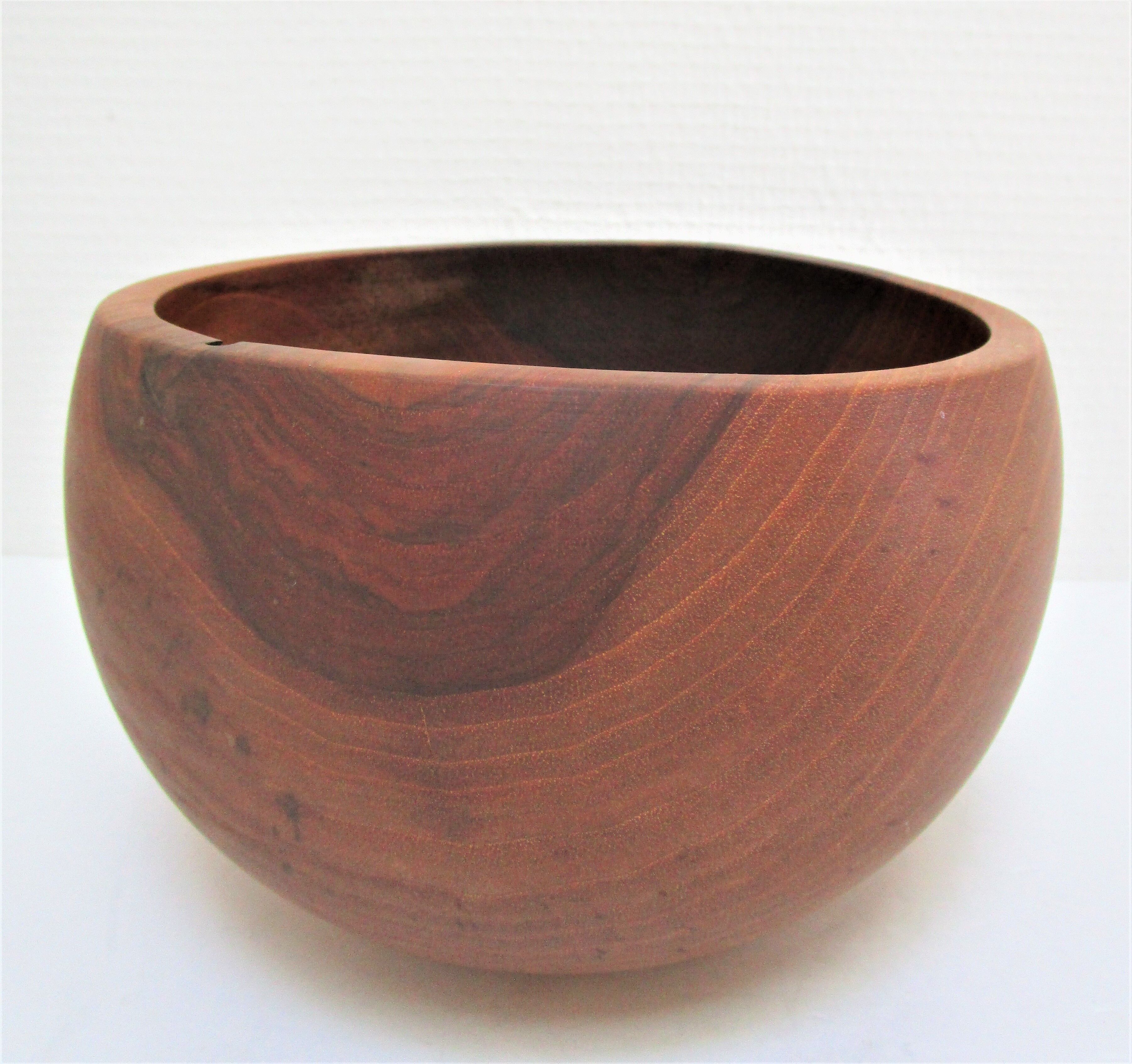 Three bowls solid wood turned patinated vintage