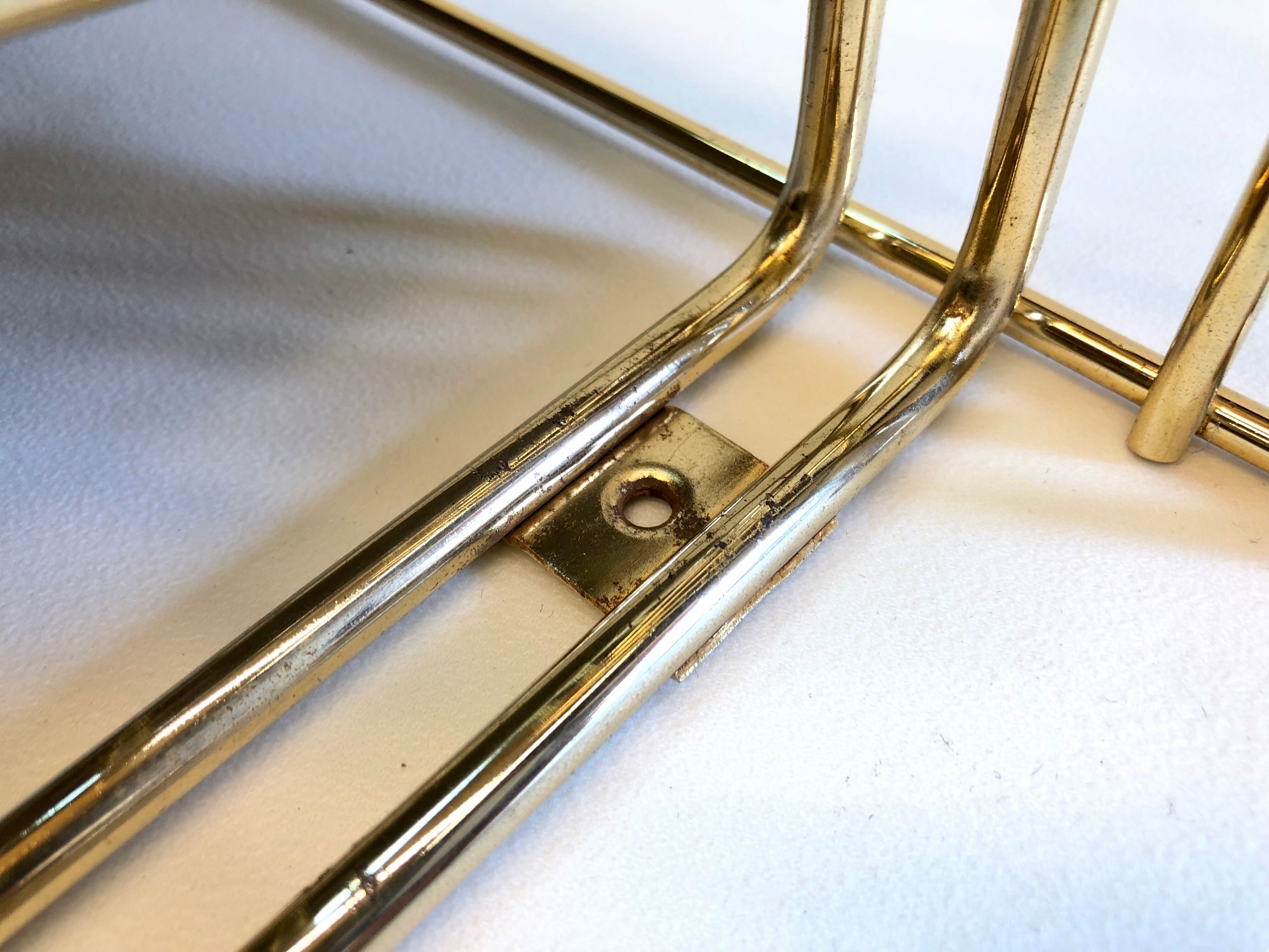 Galvano brass swivel mirror coat rack 1963