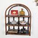 Brown rattan wall shelf, 3 levels