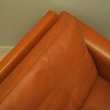 Orange leather sofa, Danish design, 1970s, production: Denmark