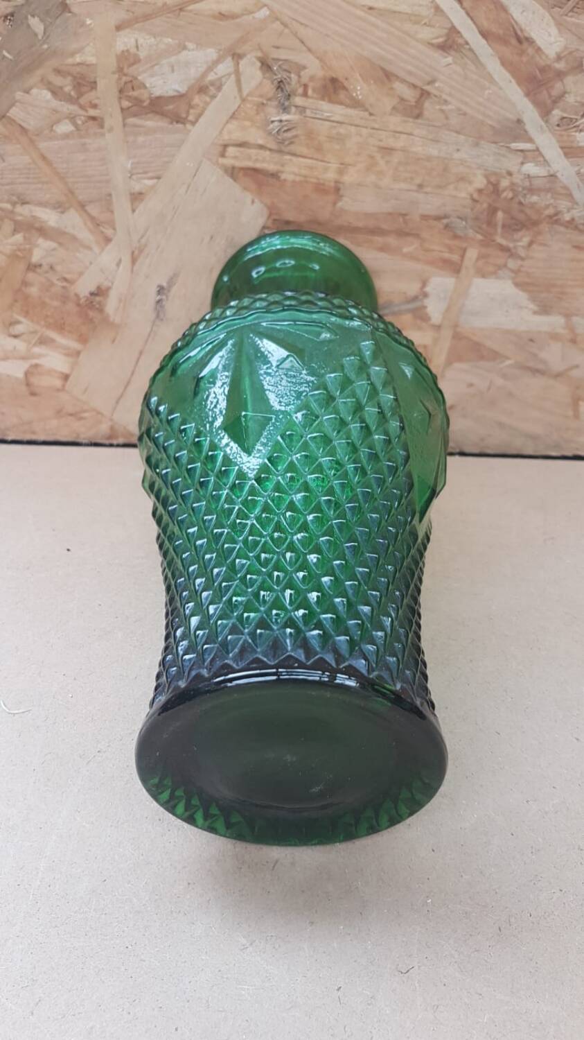 Old Green Molded Glass Vase Decor Vintage Tips