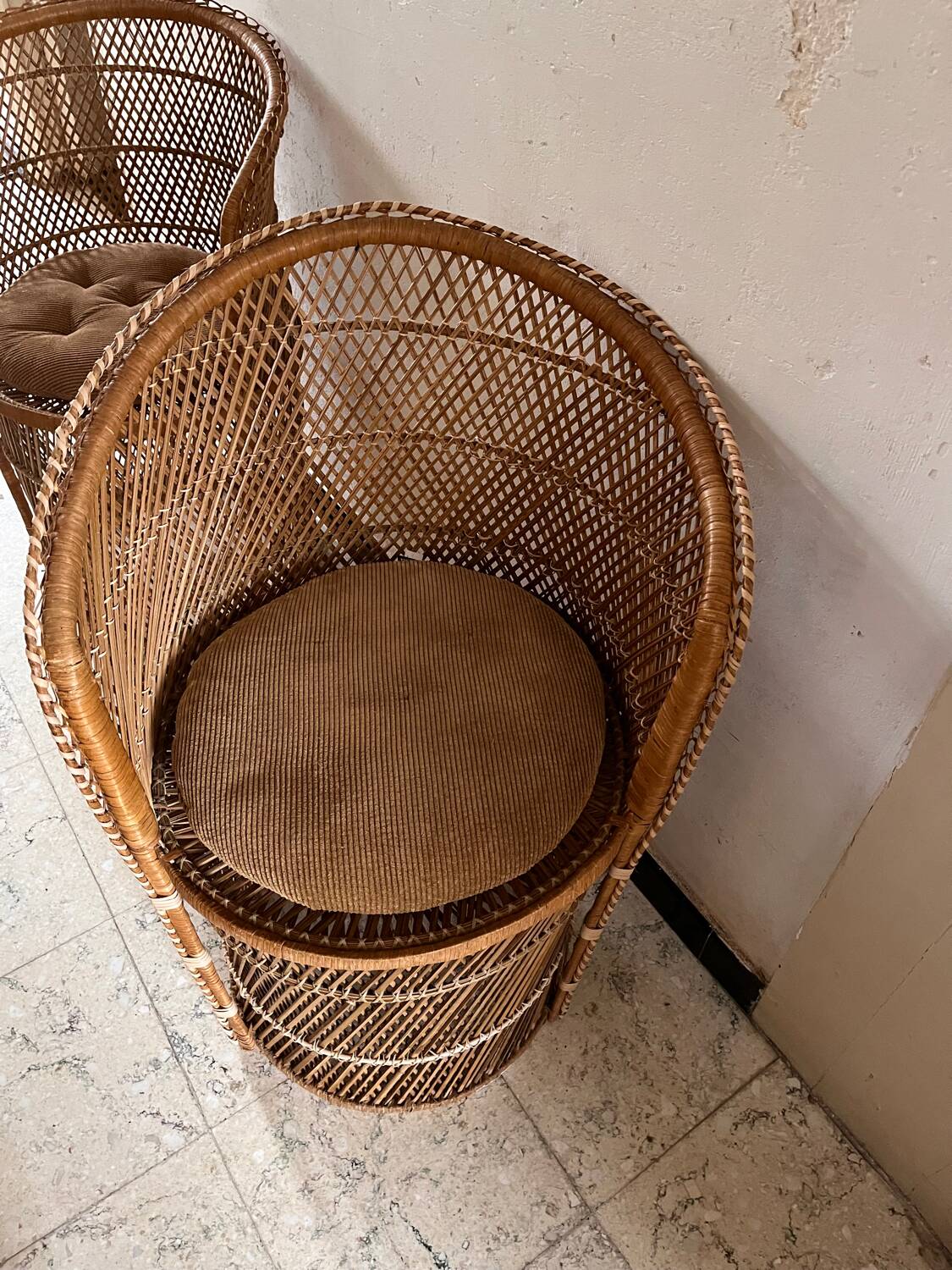 Paire Fauteuils  rotin osier