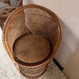 Pair of wicker rattan armchairs