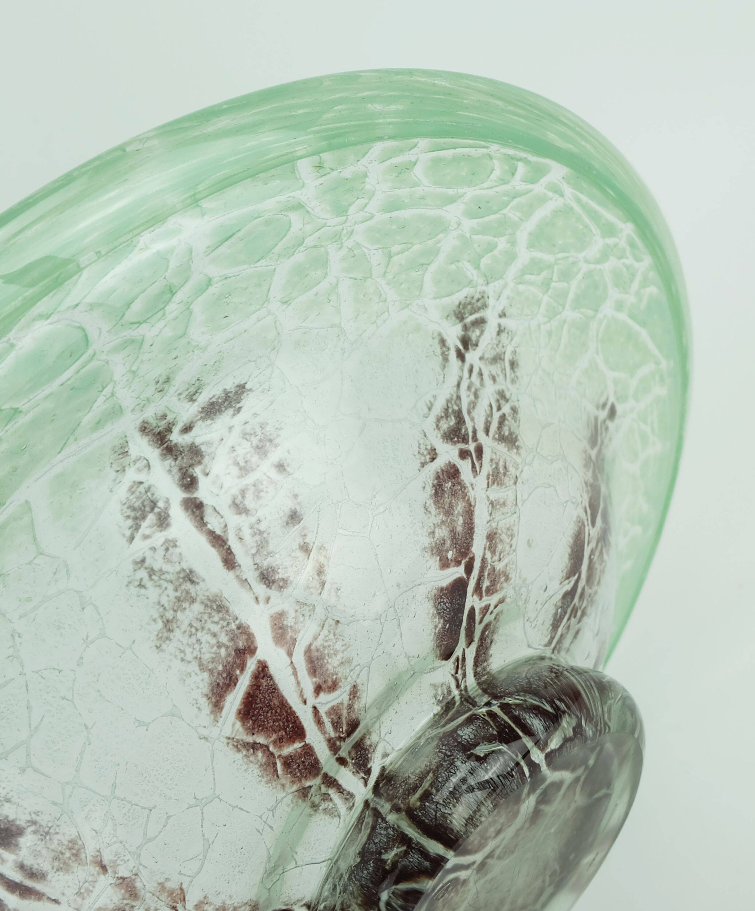 fantastic large WMF art deco ikora glass BOWL karl wiedmann 1930s green and