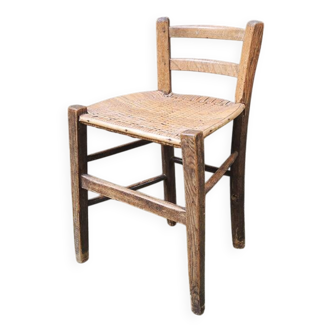 Ancienne chaise pour enfant en bois & cannage