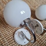 pair of white opaline ball wall. light