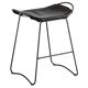 Contemporary organic bar stool Kitchen bar Old silver metal Black leather