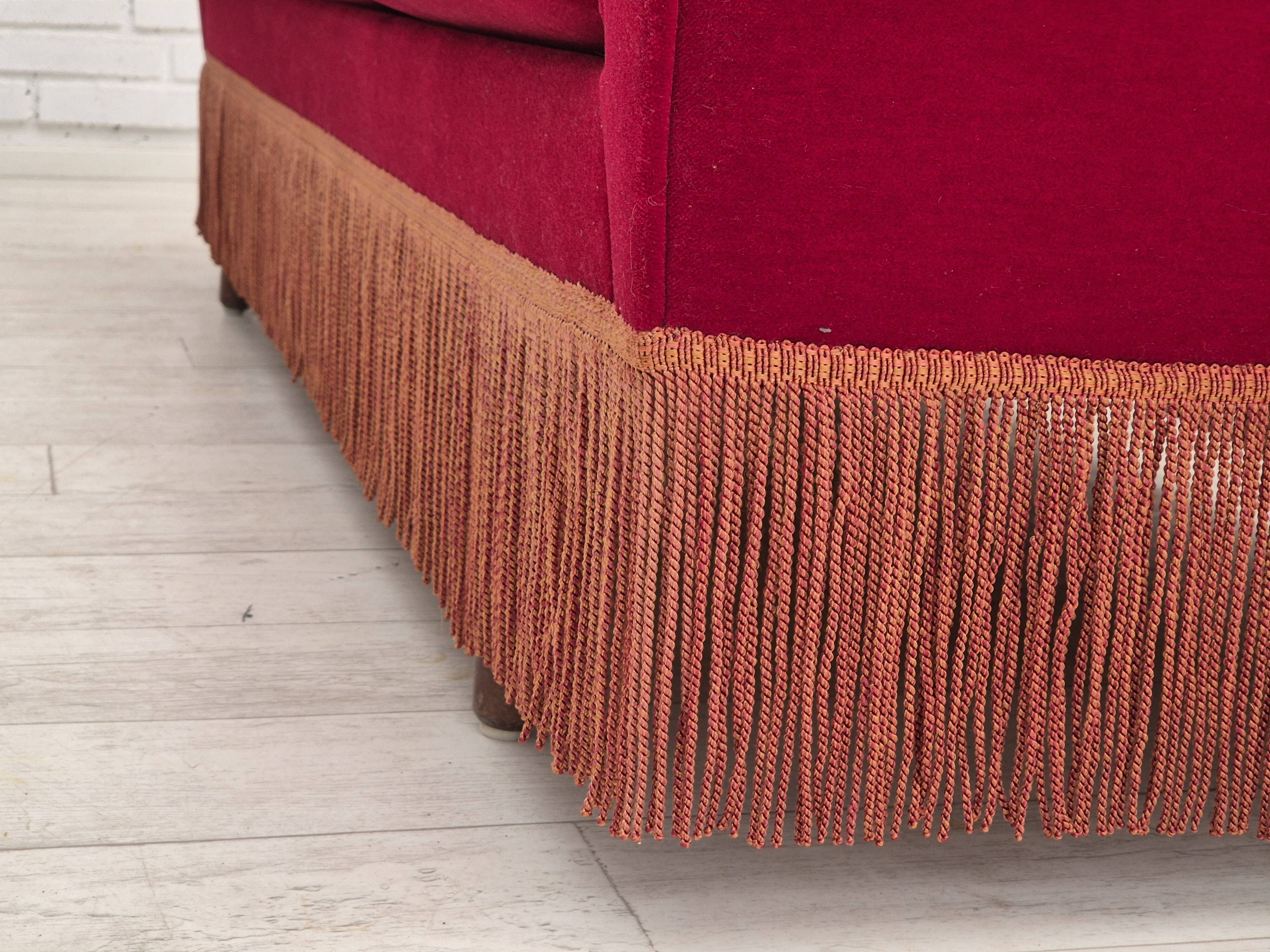 1970s, Danish 3 seater sofa by Ryesberg Møbler, original condition, velour fabric.