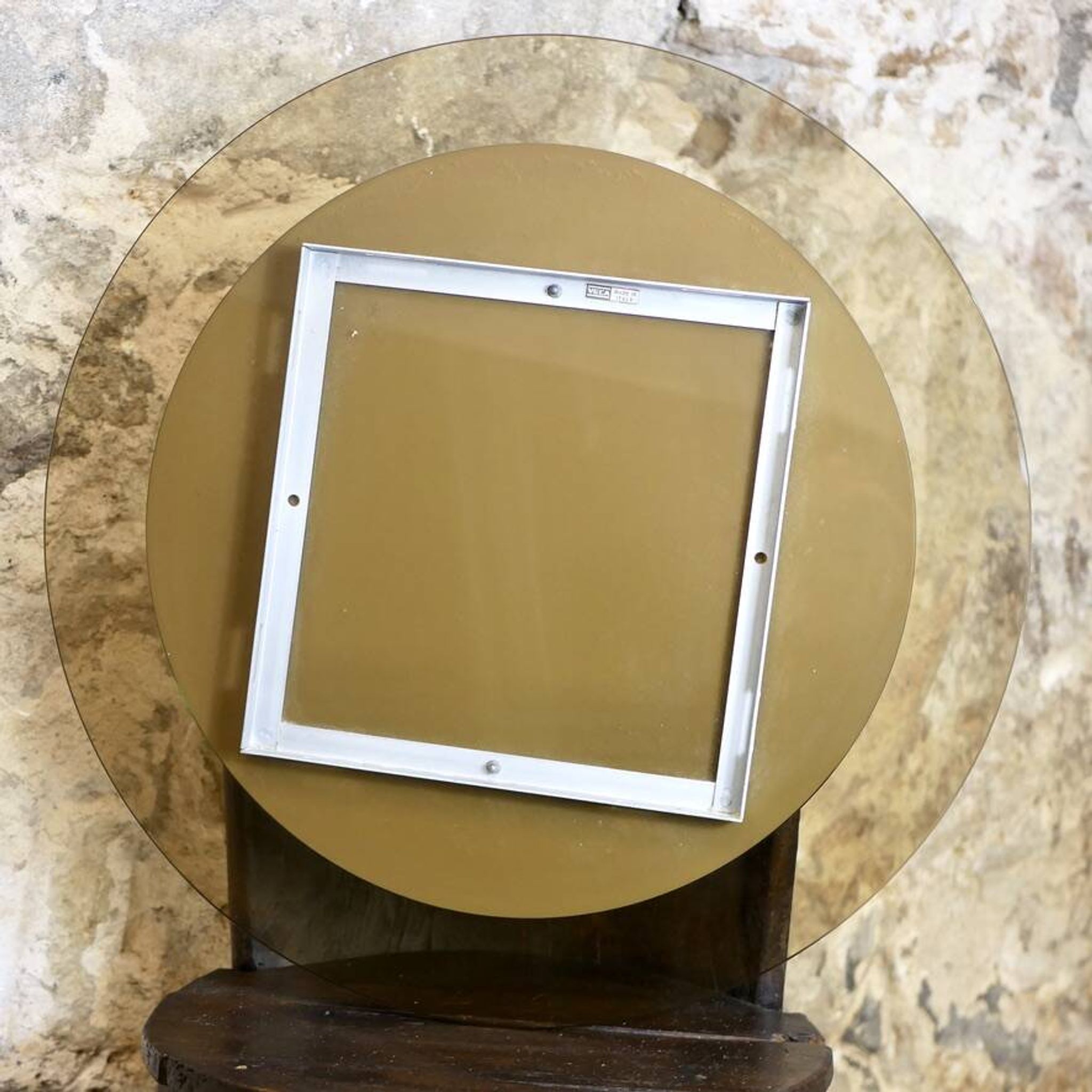 Large round double-layer mirror by Veca, Italy, 1970s