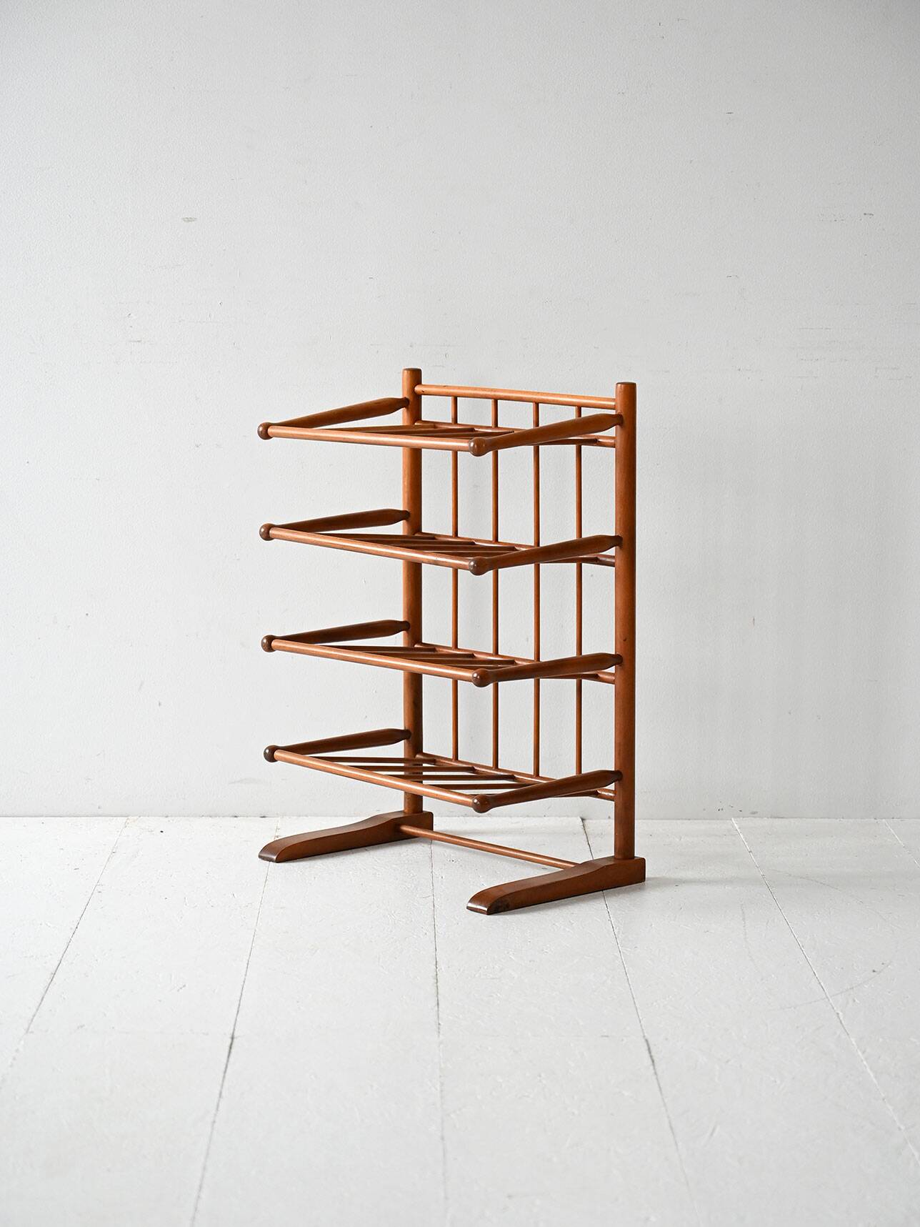 Vintage Scandinavian birch magazine rack 1940s