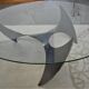 Propeller Round Coffee Table (Helix) by Knut Hesterberg Glass Plate and Metal Base