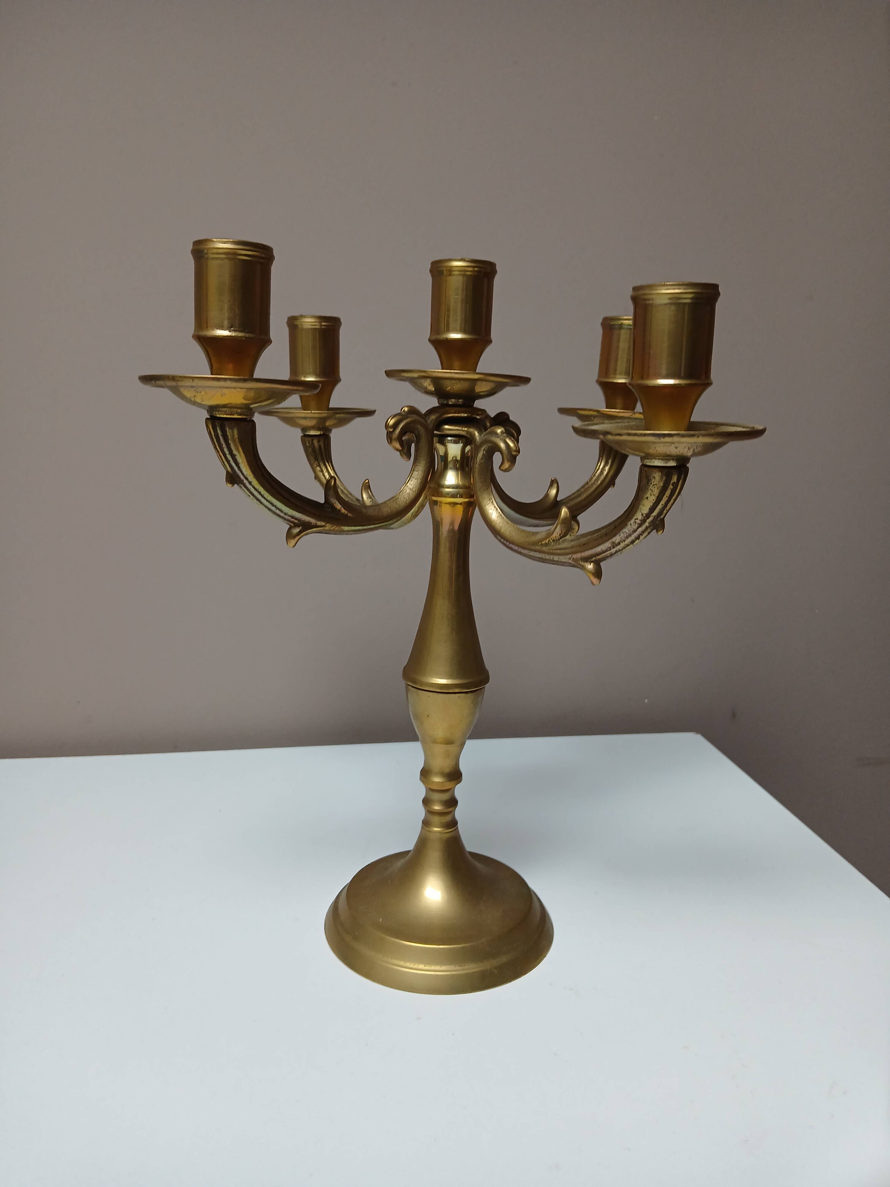 4-branch brass candle holder