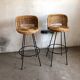 Set of 2 stools swivel rattan 60s