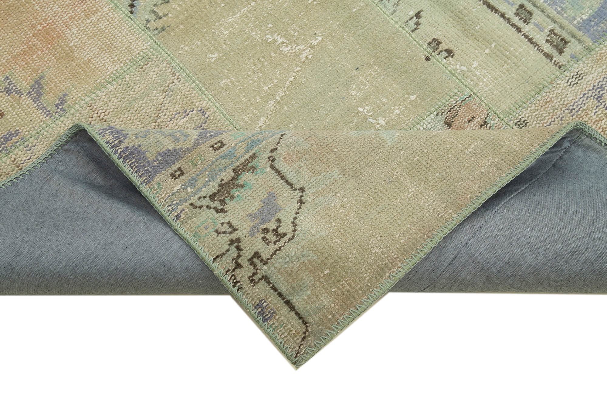 Handwoven oriental overdyed 169 cm x 245 cm beige patchwork rug