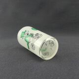 Glass illustrated by Cabu on the theme of the circus, 3 learned monkeys on a bike, green