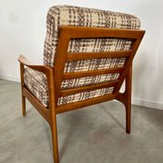Lot armchairs and sofa 60 years Scandinavian design in vintage blond teak