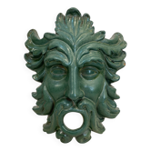Mask wall sculpture head of Poseidon Neptune ceramic bronze green fountain mouth