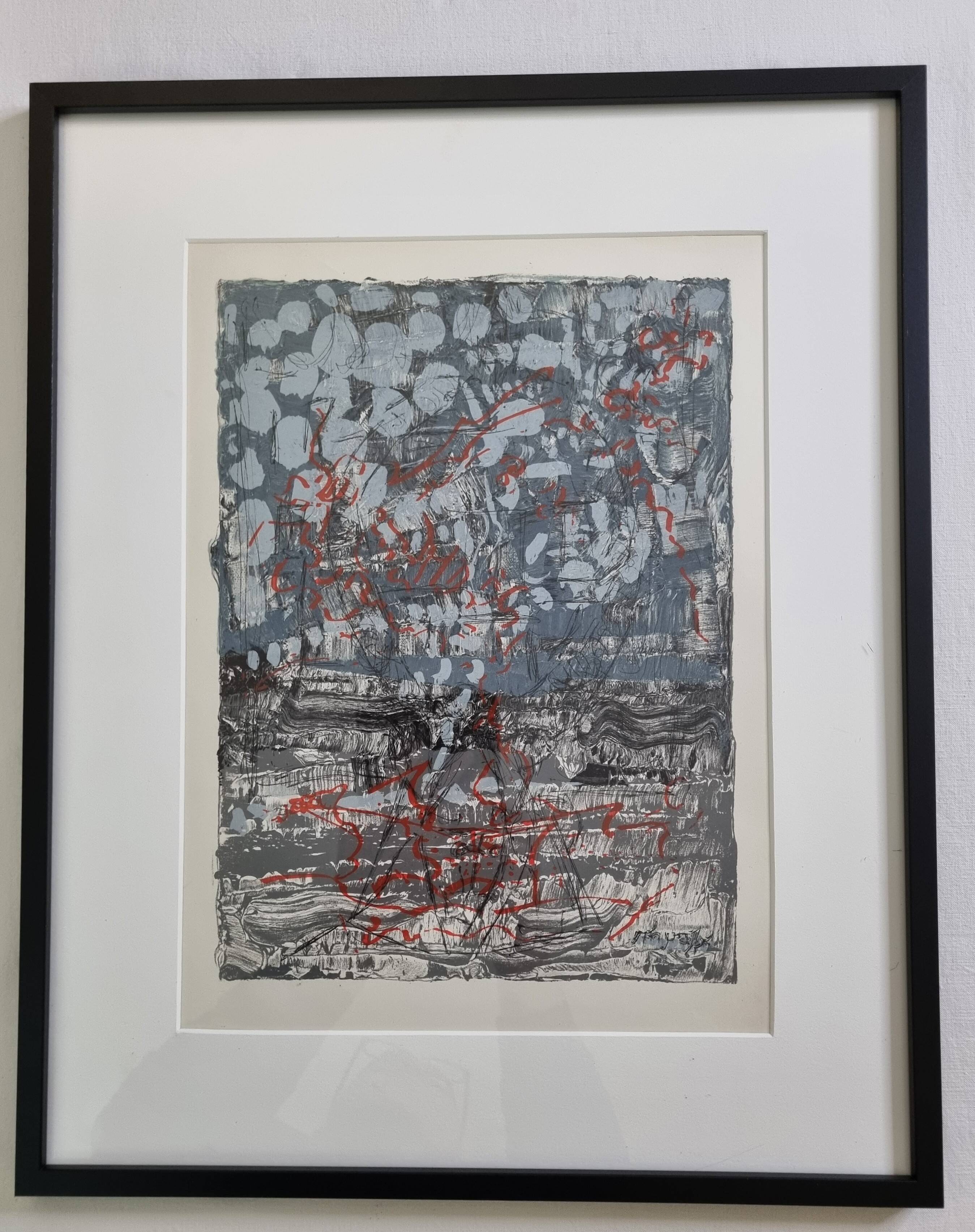 Jean-Paul Riopelle – Original lithograph – 1970 – Framed 42 x 52 cm