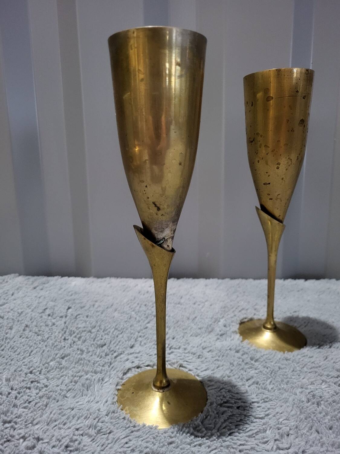 Set of 12 Authentic Antique Vintage Champagne Flutes