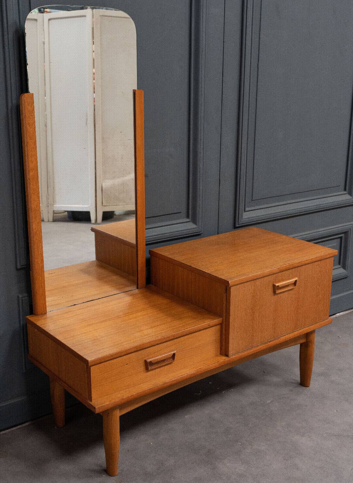 Scandinavian teak dressing table 1960 a mirror a drawer a lid