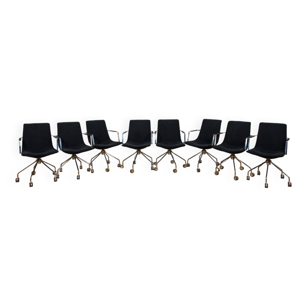 Chaises de conférence mi-siècle ''Comet'' par Gunilla Allard pour Lammhults, Suède, années 1990, ensemble de 8.