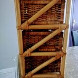 Standing shelf with rattan and bamboo drawers