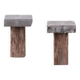 Pair of wooden and stone pedestals or side tables (no.3)