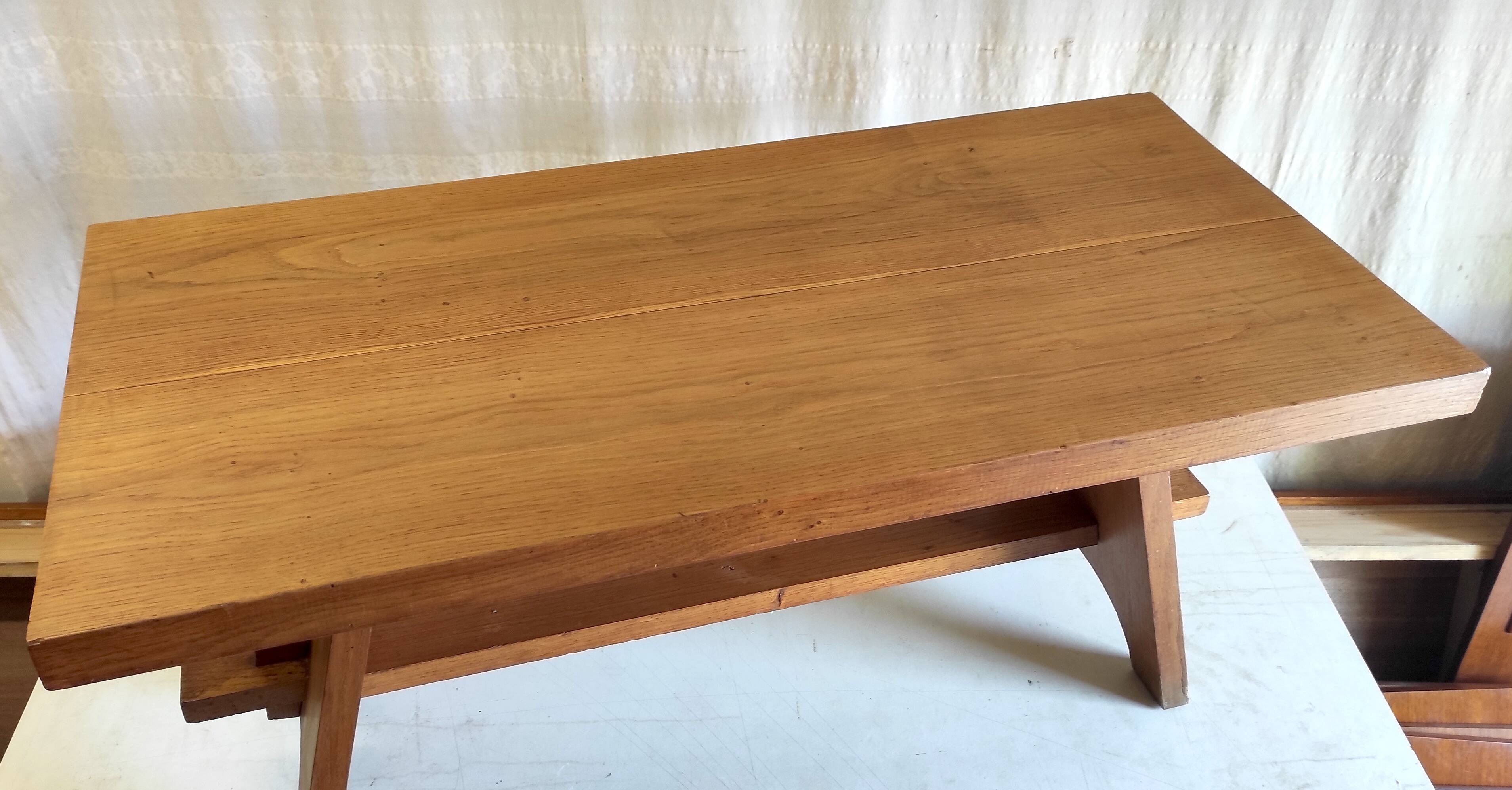Solid oak coffee table - 1950s