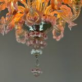 Small venetian chandelier in colorless and pink murano glass 5 arms of light circa 1920