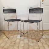 Pair of spaghetti chairs stainless steel and black scoubidou Giondomenico Belotti