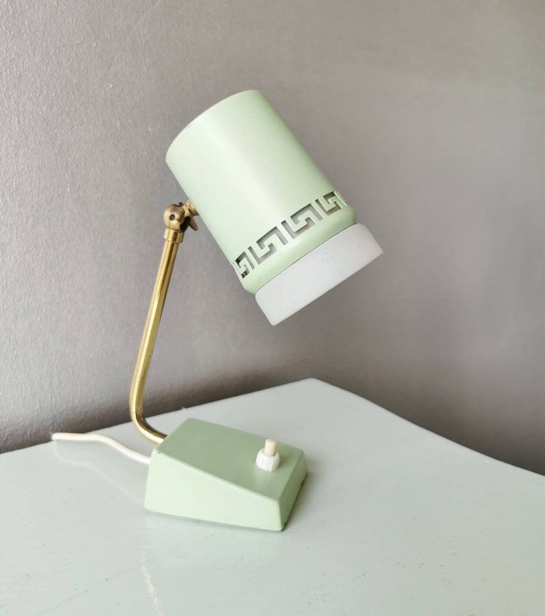 Night light 1970 pastel green with gold, France