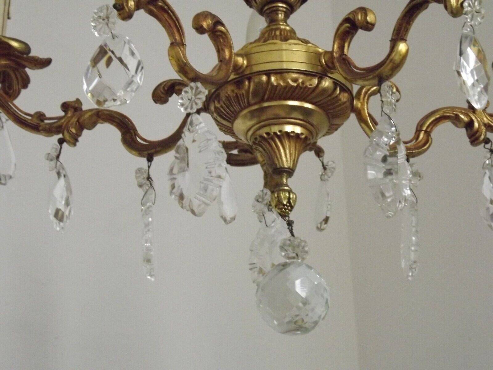 French bronze and crystal chandelier