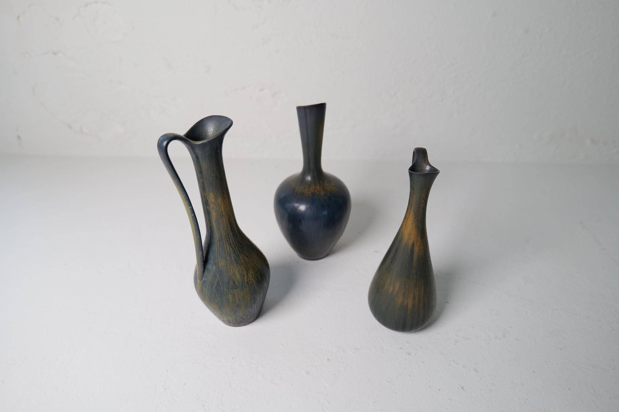 Collection of 3 ceramic containers by Gunnar Nylund Rörstrand Sweden, 1950s.