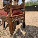 Old carved wooden bench