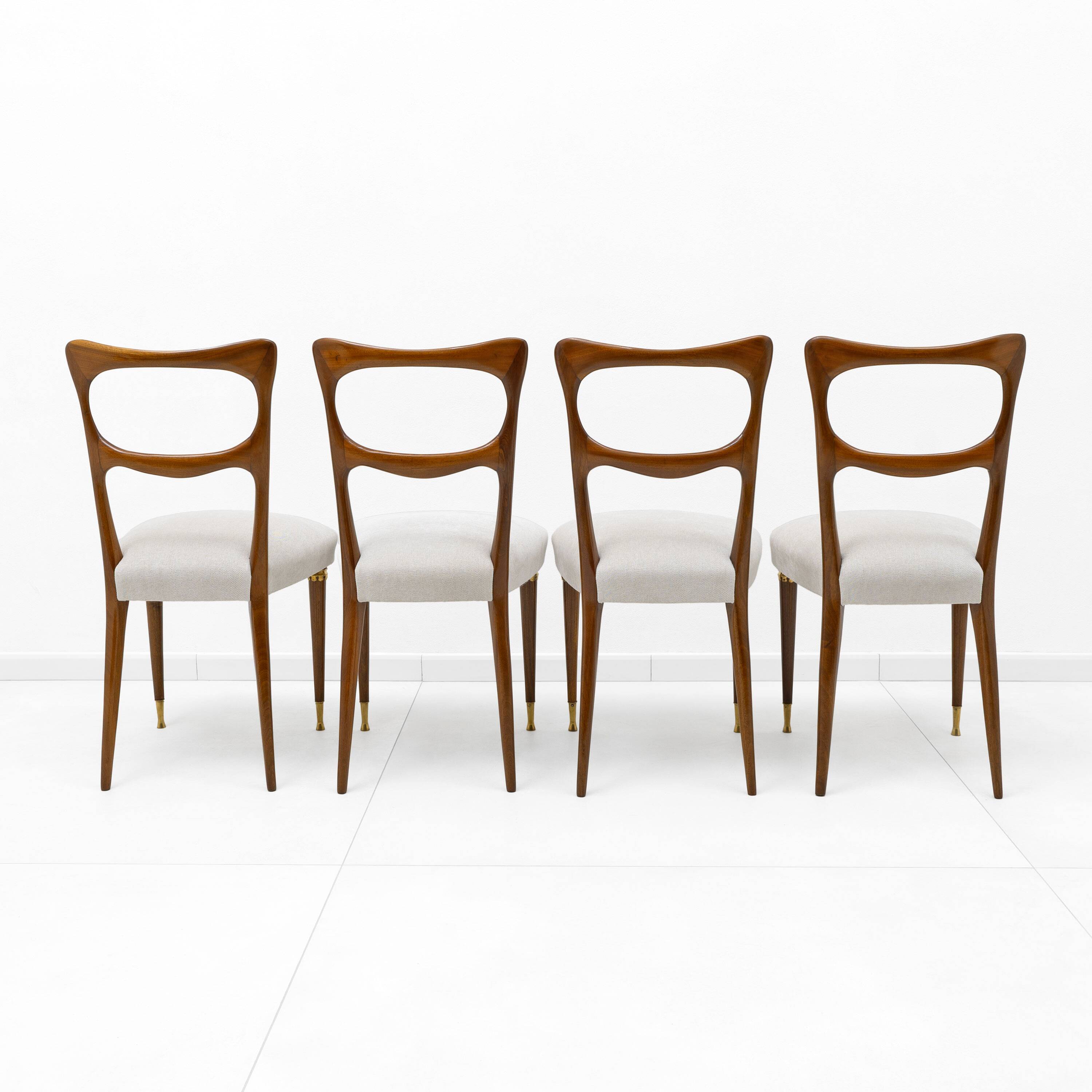 Attributed to Paolo Buffa Mid-Century Modern Dinning Chairs, 1950s, Set of