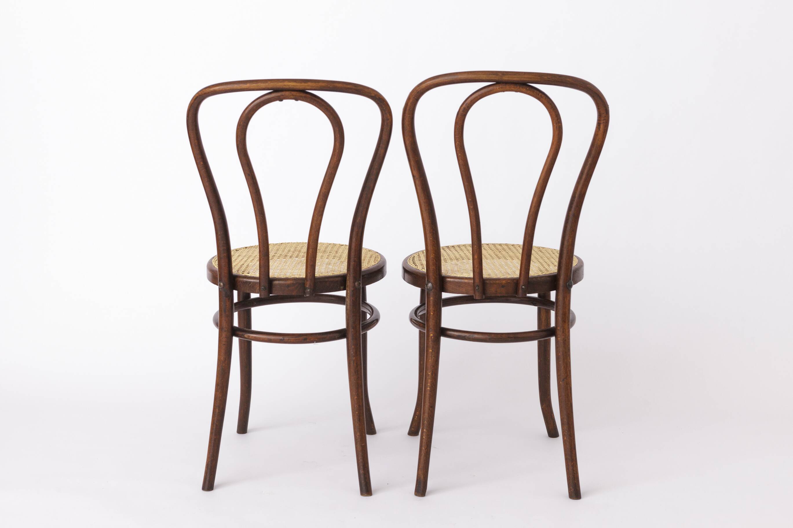 Set of 2 Vintage Bentwood Chairs – 1950s-1960s, Beech Wood, New Weaving