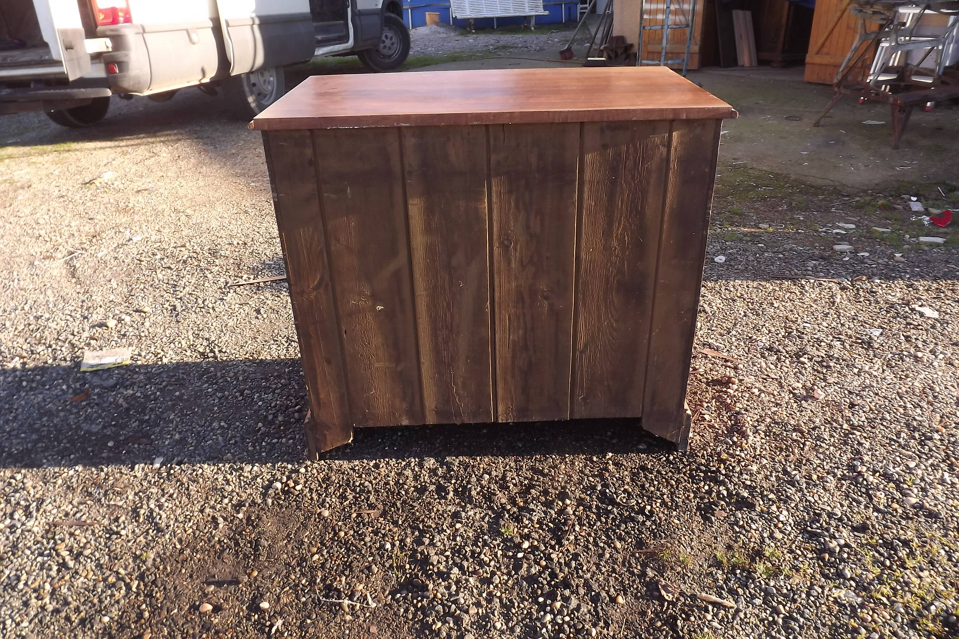 3 drawer chest of drawers walnut and brass