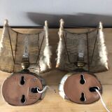 Duo of ceramic wall light wool lampshade