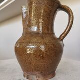 Vintage Studio Pottery Owl Pitcher: Speckled Glaze Stoneware Vase
