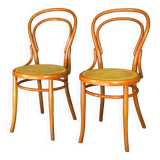 2 Chaise bistrot cannées N°14 de Joseph Hofmann "teinte merisier"