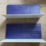 Pair of contemporary shelves in aluminum and stained wood