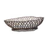 flat basket cut center table in woven metal